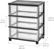USA 3 Drawer Wide Storage Drawer Cart with Caster Wheels, Plastic Rolling Dresser for Home Closet Bedroom Bathroom Office Laundry Kitchen Craft Room Nursery and School Dorm, Black/Clear